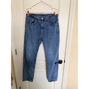 Levis 505 Regular Fit Straight Leg Mens Jeans 34x32 Medium Wash Blue Denim